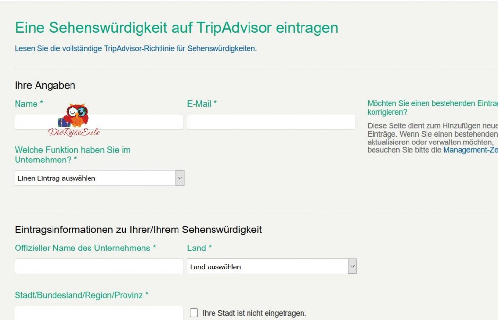 Tripadvisor Neuer Eintrag
