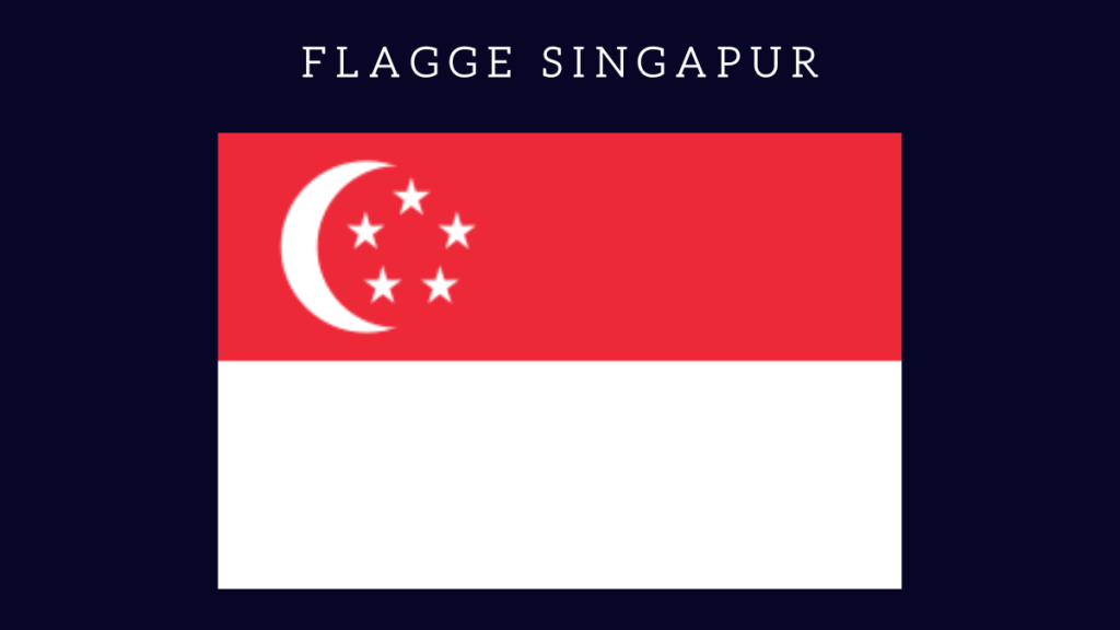 flagge singapur oben rot unten weiß mit halbmond und 5 sternen
