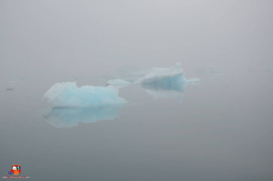 eisberge im nebel grönland